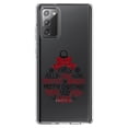 thumbnail image 1 of DistinctInk Clear Shockproof Hybrid Case for Samsung Galaxy Note 20 (6.7" Screen) - TPU Bumper Acrylic Back Tempered Glass Screen Protector - Christmas Words Ornament Red Glitter Look, 1 of 3
