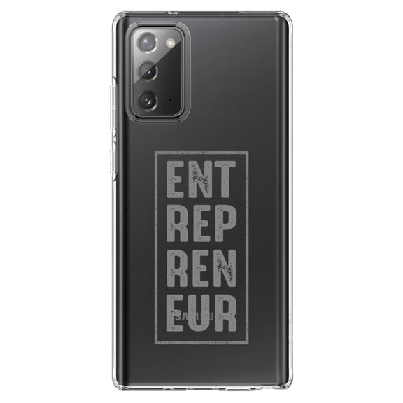 DistinctInk Clear Shockproof Hybrid Case for Samsung Galaxy Note 20 (6.7" Screen) - TPU Bumper Acrylic Back Tempered Glass Screen Protector - Entrepreneur Word Art