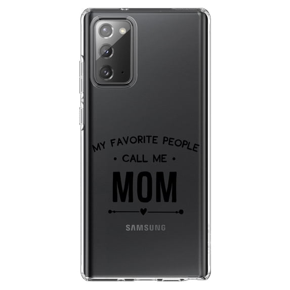 DistinctInk Clear Shockproof Hybrid Case for Samsung Galaxy Note 20 (6.7" Screen) - TPU Bumper Acrylic Back Tempered Glass Screen Protector - My Favorite People Call Me Mom
