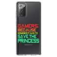thumbnail image 1 of DistinctInk Clear Shockproof Hybrid Case for Samsung Galaxy Note 20 (6.7" Screen) - TPU Bumper Acrylic Back Tempered Glass Screen Protector - Gamers; Because Somebody Has to Save Princess, 1 of 3