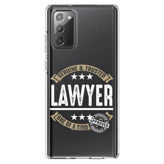 DistinctInk Clear Shockproof Hybrid Case for Samsung Galaxy Note 20 (6.7" Screen) - TPU Bumper Acrylic Back Tempered Glass Screen Protector - Genuine Trusted Lawyer One of a Kind