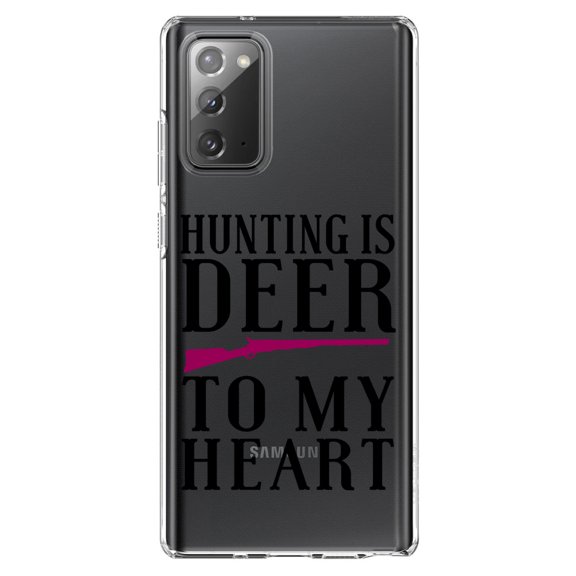 DistinctInk Clear Shockproof Hybrid Case for Samsung Galaxy Note 20 (6.7" Screen) - TPU Bumper Acrylic Back Tempered Glass Screen Protector - Hunting is DEER to My Heart