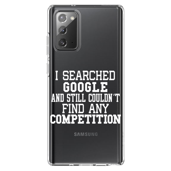 DistinctInk Clear Shockproof Hybrid Case for Samsung Galaxy Note 20 (6.7" Screen) - TPU Bumper Acrylic Back Tempered Glass Screen Protector - I Searched and Couldn't Find Competition