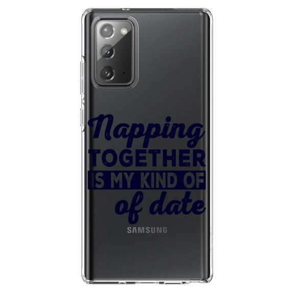 DistinctInk Clear Shockproof Hybrid Case for Samsung Galaxy Note 20 (6.7" Screen) - TPU Bumper Acrylic Back Tempered Glass Screen Protector - Napping Together is My Kind of Date