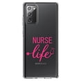 thumbnail image 1 of DistinctInk Clear Shockproof Hybrid Case for Samsung Galaxy Note 20 (6.7" Screen) - TPU Bumper Acrylic Back Tempered Glass Screen Protector - Nurse Life Stethoscope Pink, 1 of 3