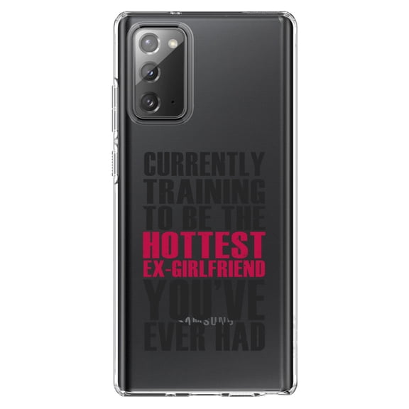 DistinctInk Clear Shockproof Hybrid Case for Samsung Galaxy Note 20 (6.7" Screen) - TPU Bumper Acrylic Back Tempered Glass Screen Protector - Training to be Hottest Ex Girlfriend Ever