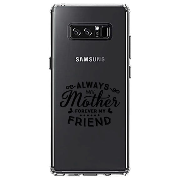 DistinctInk Clear Shockproof Hybrid Case for Samsung Galaxy Note 8 - TPU Bumper Acrylic Back Tempered Glass Screen Protector - Always My Mother, Forever My Friend