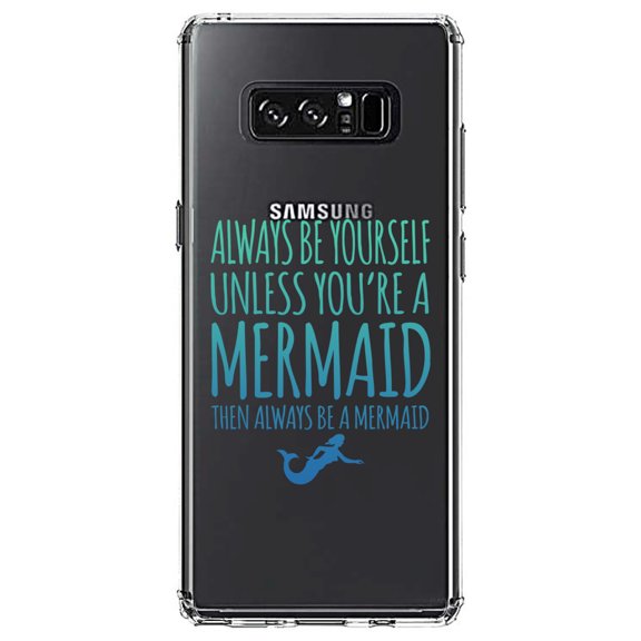 DistinctInk Clear Shockproof Hybrid Case for Samsung Galaxy Note 8 - TPU Bumper Acrylic Back Tempered Glass Screen Protector - Always Be Yourself Unless You Can Be a Mermaid