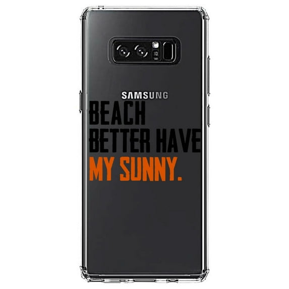 DistinctInk Clear Shockproof Hybrid Case for Samsung Galaxy Note 8 - TPU Bumper Acrylic Back Tempered Glass Screen Protector - Beach Better Have My Sunny