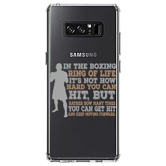 DistinctInk Clear Shockproof Hybrid Case for Samsung Galaxy Note 8 - TPU Bumper Acrylic Back Tempered Glass Screen Protector - Boxing Life How Many Times You Keep Moving