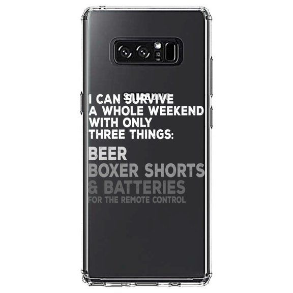 DistinctInk Clear Shockproof Hybrid Case for Samsung Galaxy Note 8 - TPU Bumper Acrylic Back Tempered Glass Screen Protector - Can Survive with Only Beer Boxers Batteries