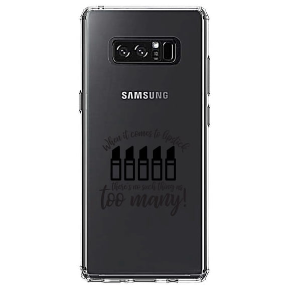 DistinctInk Clear Shockproof Hybrid Case for Samsung Galaxy Note 8 - TPU Bumper Acrylic Back Tempered Glass Screen Protector - When It Comes to Lipstick, Never Too Many