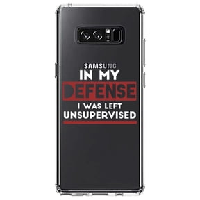 DistinctInk Clear Shockproof Hybrid Case for Samsung Galaxy Note 8 - TPU Bumper Acrylic Back Tempered Glass Screen Protector - In My Defense, I Was Left Unsupervised