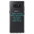 thumbnail image 1 of DistinctInk Clear Shockproof Hybrid Case for Samsung Galaxy Note 8 - TPU Bumper Acrylic Back Tempered Glass Screen Protector - When Driving My Ferrari, Alarm Woke Me, 1 of 5