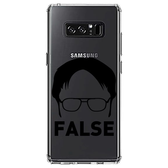 DistinctInk Clear Shockproof Hybrid Case for Samsung Galaxy Note 8 - TPU Bumper Acrylic Back Tempered Glass Screen Protector - Dwight Silhouette - FALSE