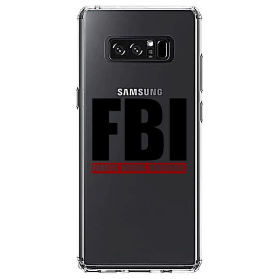 DistinctInk Clear Shockproof Hybrid Case for Samsung Galaxy Note 8 - TPU Bumper Acrylic Back Tempered Glass Screen Protector - FBI Fanatic Boxing Individual