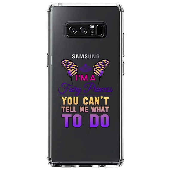 DistinctInk Clear Shockproof Hybrid Case for Samsung Galaxy Note 8 - TPU Bumper Acrylic Back Tempered Glass Screen Protector - I'm a Fairy Princess Can't Tell Me What To Do
