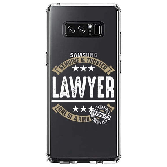 DistinctInk Clear Shockproof Hybrid Case for Samsung Galaxy Note 8 - TPU Bumper Acrylic Back Tempered Glass Screen Protector - Genuine Trusted Lawyer One of a Kind