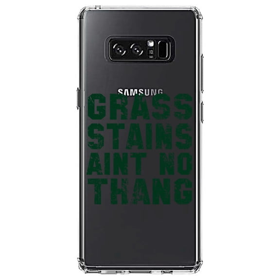 DistinctInk Clear Shockproof Hybrid Case for Samsung Galaxy Note 8 - TPU Bumper Acrylic Back Tempered Glass Screen Protector - Grass Stains Ain't No Thang