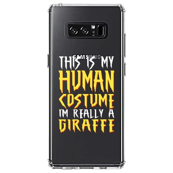 DistinctInk Clear Shockproof Hybrid Case for Samsung Galaxy Note 8 - TPU Bumper Acrylic Back Tempered Glass Screen Protector - My Human Costume, Really a Giraffe
