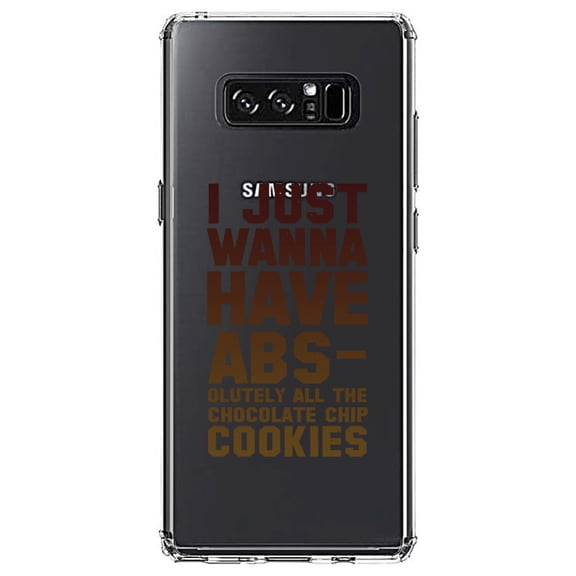 DistinctInk Clear Shockproof Hybrid Case for Samsung Galaxy Note 8 - TPU Bumper Acrylic Back Tempered Glass Screen Protector - I Just Wanna Have ABS-olutely All The Cookies