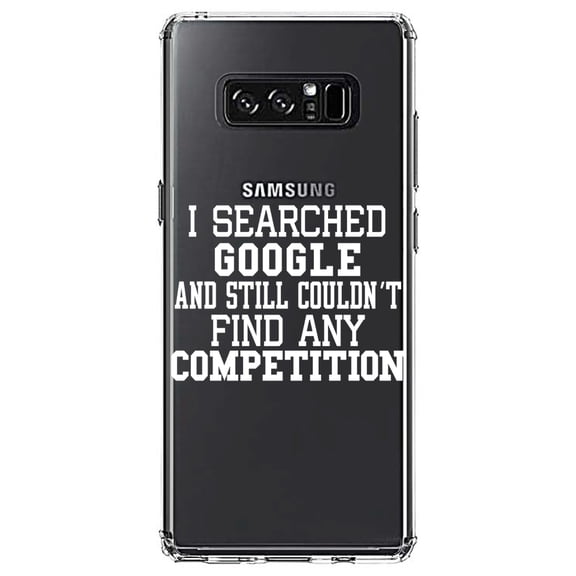 DistinctInk Clear Shockproof Hybrid Case for Samsung Galaxy Note 8 - TPU Bumper Acrylic Back Tempered Glass Screen Protector - I Searched and Couldn't Find Competition