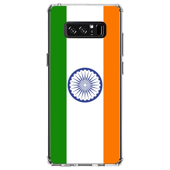 DistinctInk Clear Shockproof Hybrid Case for Samsung Galaxy Note 8 - TPU Bumper, Acrylic Back, Tempered Glass Screen Protector - India Flag Indian - India