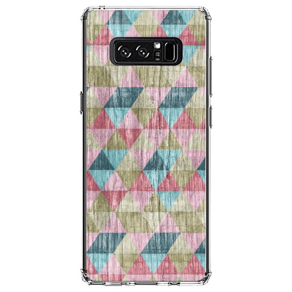 DistinctInk Clear Shockproof Hybrid Case for Samsung Galaxy Note 8 - TPU Bumper, Acrylic Back, Tempered Glass Screen Protector - Multi Color Rainbow Wood Print - Printed Wood Grain Image