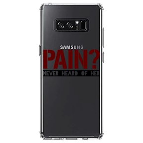 DistinctInk Clear Shockproof Hybrid Case for Samsung Galaxy Note 8 - TPU Bumper Acrylic Back Tempered Glass Screen Protector - Pain? Never Heard of Her