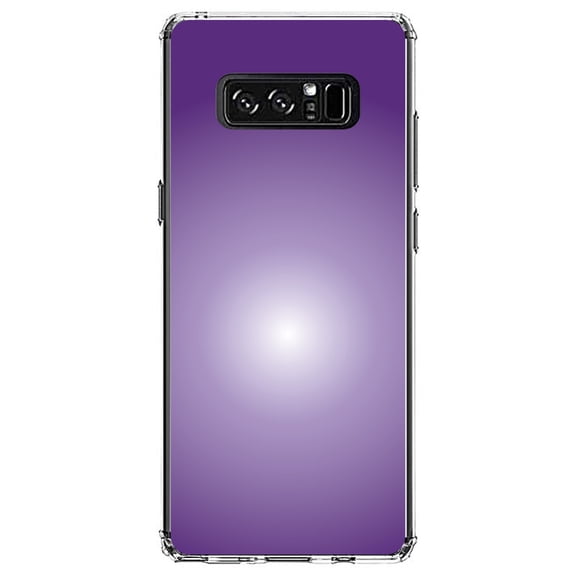 DistinctInk Clear Shockproof Hybrid Case for Samsung Galaxy Note 8 - TPU Bumper, Acrylic Back, Tempered Glass Screen Protector - Purple White Gradient Burst