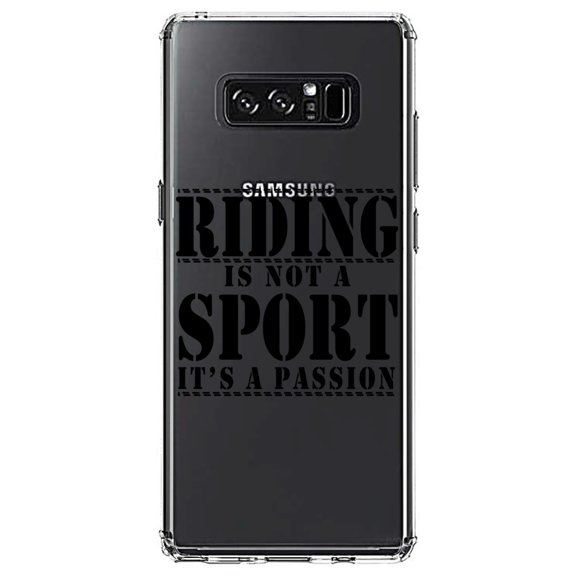 DistinctInk Clear Shockproof Hybrid Case for Samsung Galaxy Note 8 - TPU Bumper Acrylic Back Tempered Glass Screen Protector - Riding is A Passion - horses