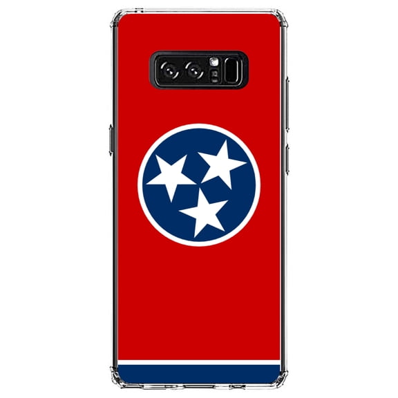 DistinctInk Clear Shockproof Hybrid Case for Samsung Galaxy Note 8 - TPU Bumper, Acrylic Back, Tempered Glass Screen Protector - Tennessee State Flag - US State Flag