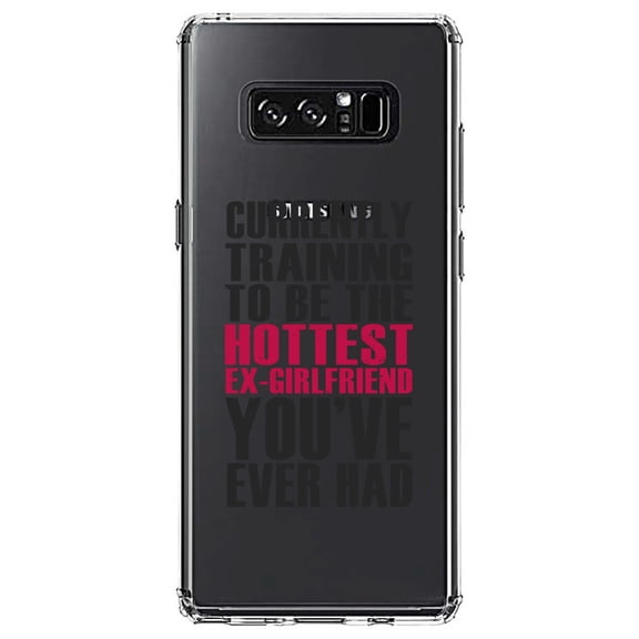 DistinctInk Clear Shockproof Hybrid Case for Samsung Galaxy Note 8 - TPU Bumper Acrylic Back Tempered Glass Screen Protector - Training to be Hottest Ex Girlfriend Ever