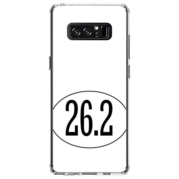 DistinctInk Clear Shockproof Hybrid Case for Samsung Galaxy Note 8 - TPU Bumper, Acrylic Back, Tempered Glass Screen Protector - White 26.2 Oval Marathon Run - Running