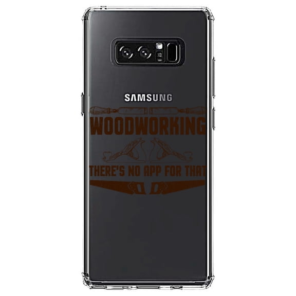 DistinctInk Clear Shockproof Hybrid Case for Samsung Galaxy Note 8 - TPU Bumper Acrylic Back Tempered Glass Screen Protector - Woodworking - There's No App For That
