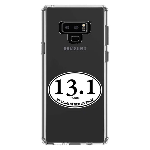 DistinctInk Clear Shockproof Hybrid Case for Samsung Galaxy Note 9 - TPU Bumper Acrylic Back Tempered Glass Screen Protector - 13.1 - Hours - Longest TV Binge