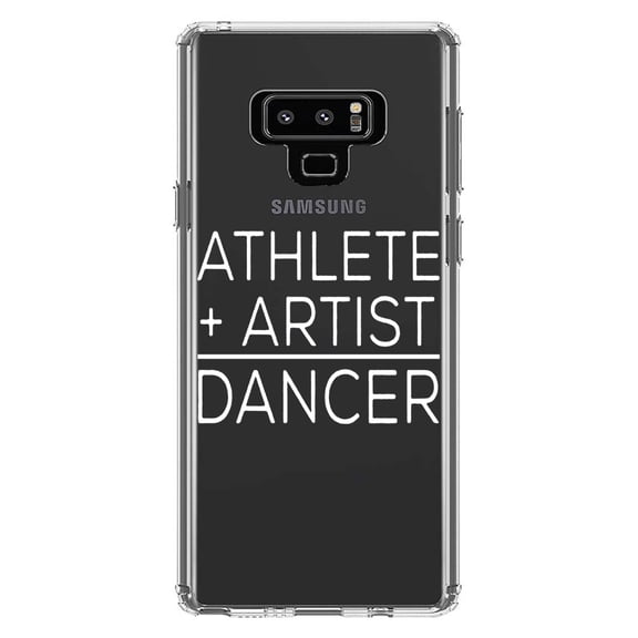 DistinctInk Clear Shockproof Hybrid Case for Samsung Galaxy Note 9 - TPU Bumper Acrylic Back Tempered Glass Screen Protector - Athlete + Artist = Dancer