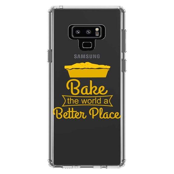 DistinctInk Clear Shockproof Hybrid Case for Samsung Galaxy Note 9 - TPU Bumper Acrylic Back Tempered Glass Screen Protector - Bake the World a Better Place