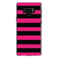 thumbnail image 1 of DistinctInk Clear Shockproof Hybrid Case for Samsung Galaxy Note 9 - TPU Bumper, Acrylic Back, Tempered Glass Screen Protector - Black & Pink Bold Horizontal Stripes, 1 of 5