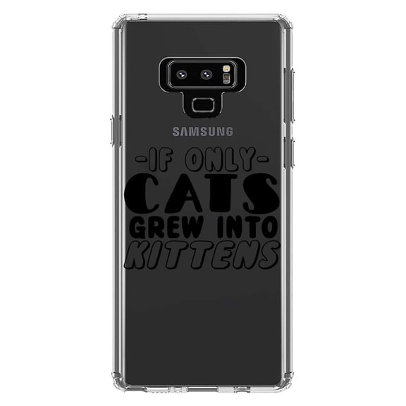 DistinctInk Clear Shockproof Hybrid Case for Samsung Galaxy Note 9 - TPU Bumper Acrylic Back Tempered Glass Screen Protector - If Only Cats Grew Into Kittens