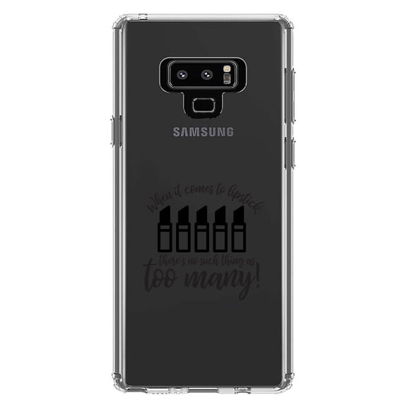 DistinctInk Clear Shockproof Hybrid Case for Samsung Galaxy Note 9 - TPU Bumper Acrylic Back Tempered Glass Screen Protector - When It Comes to Lipstick, Never Too Many