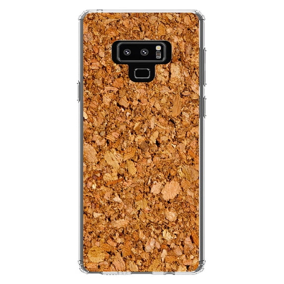 DistinctInk Clear Shockproof Hybrid Case for Samsung Galaxy Note 9 - TPU Bumper, Acrylic Back, Tempered Glass Screen Protector - Dark Cork Board Image Print - Printed Cork Image