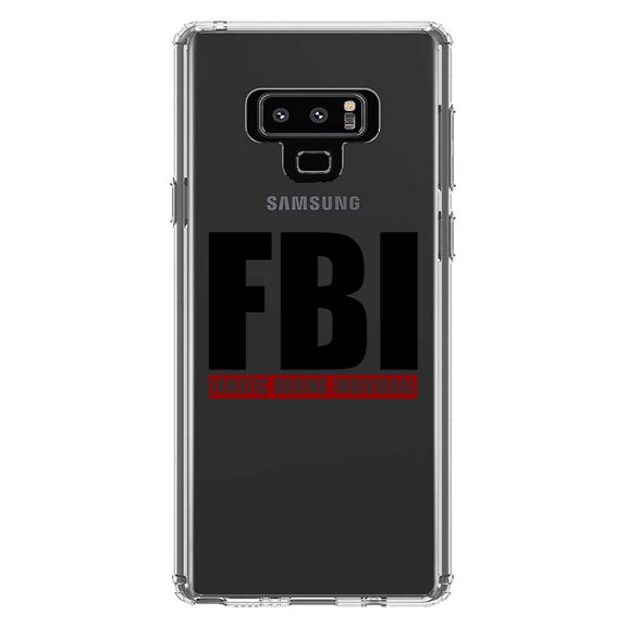 DistinctInk Clear Shockproof Hybrid Case for Samsung Galaxy Note 9 - TPU Bumper Acrylic Back Tempered Glass Screen Protector - FBI Fanatic Boxing Individual