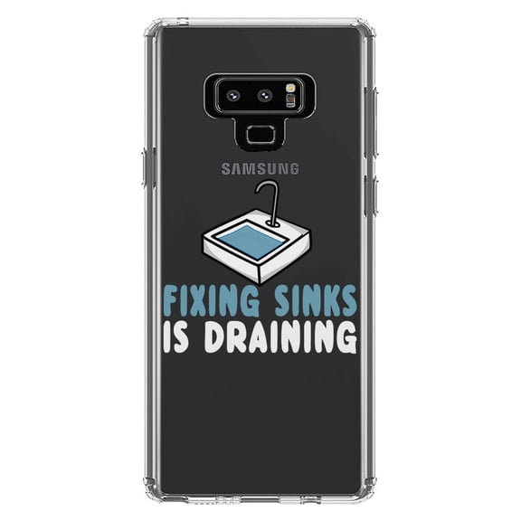 DistinctInk Clear Shockproof Hybrid Case for Samsung Galaxy Note 9 - TPU Bumper Acrylic Back Tempered Glass Screen Protector - Fixing Sinks is Draining - Plumbing
