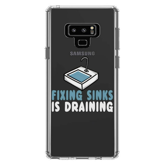 DistinctInk Clear Shockproof Hybrid Case for Samsung Galaxy Note 9 - TPU Bumper Acrylic Back Tempered Glass Screen Protector - Fixing Sinks is Draining - Plumbing
