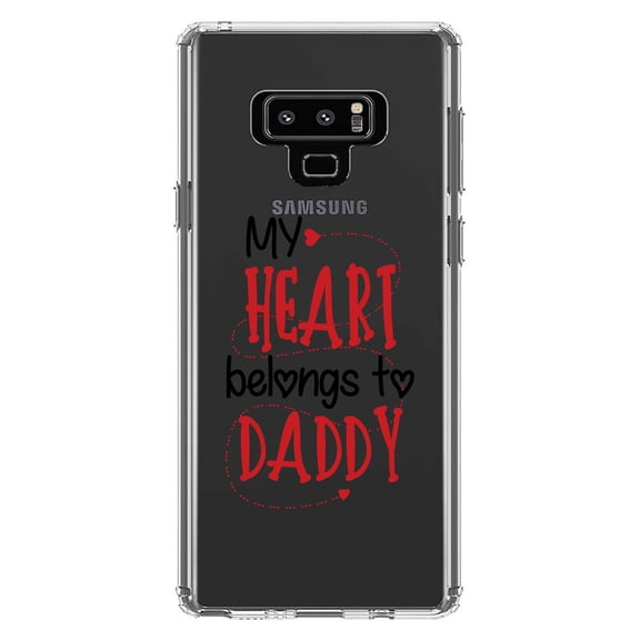 DistinctInk Clear Shockproof Hybrid Case for Samsung Galaxy Note 9 - TPU Bumper Acrylic Back Tempered Glass Screen Protector - My Heart Belongs to Daddy