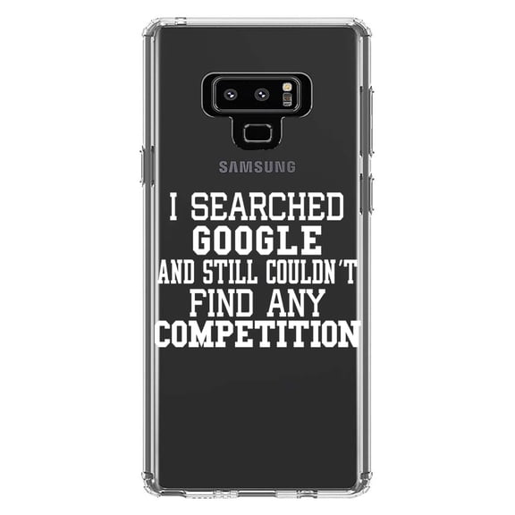 DistinctInk Clear Shockproof Hybrid Case for Samsung Galaxy Note 9 - TPU Bumper Acrylic Back Tempered Glass Screen Protector - I Searched and Couldn't Find Competition