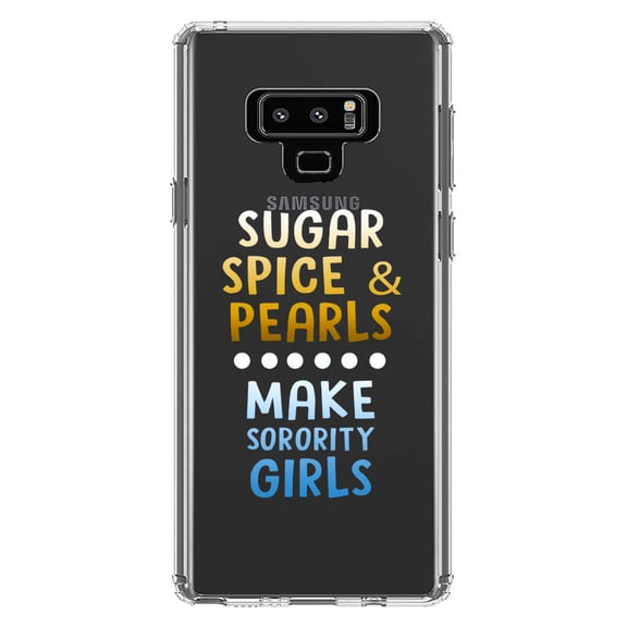 DistinctInk Clear Shockproof Hybrid Case for Samsung Galaxy Note 9 - TPU Bumper Acrylic Back Tempered Glass Screen Protector - Sugar Spice & Pearls Make Sorority Girls
