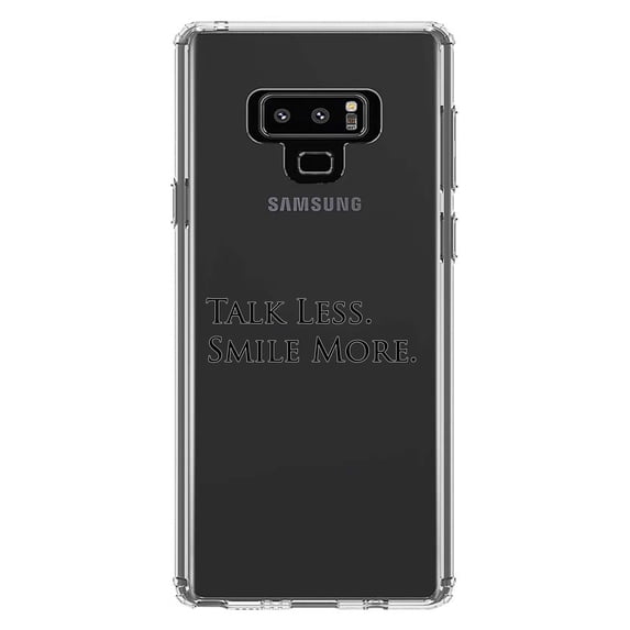 DistinctInk Clear Shockproof Hybrid Case for Samsung Galaxy Note 9 - TPU Bumper Acrylic Back Tempered Glass Screen Protector - Talk Less. Smile More. Hamilton