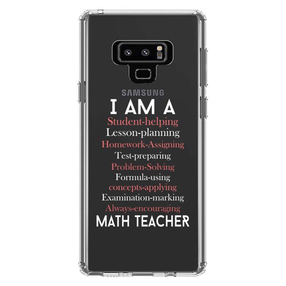 DistinctInk Clear Shockproof Hybrid Case for Samsung Galaxy Note 9 - TPU Bumper Acrylic Back Tempered Glass Screen Protector - Teacher Student Helping Homework Encourage